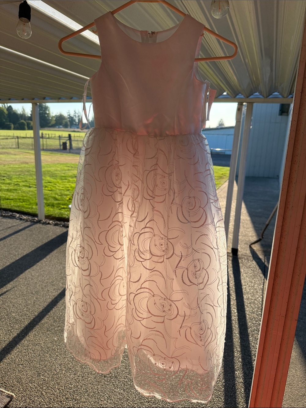 David's Bridal White Organza Flower Girls' Dress